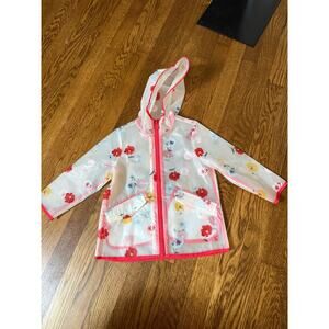 Joules Girl's Raindance Clear Floral-Print Raincoat Size 3 years